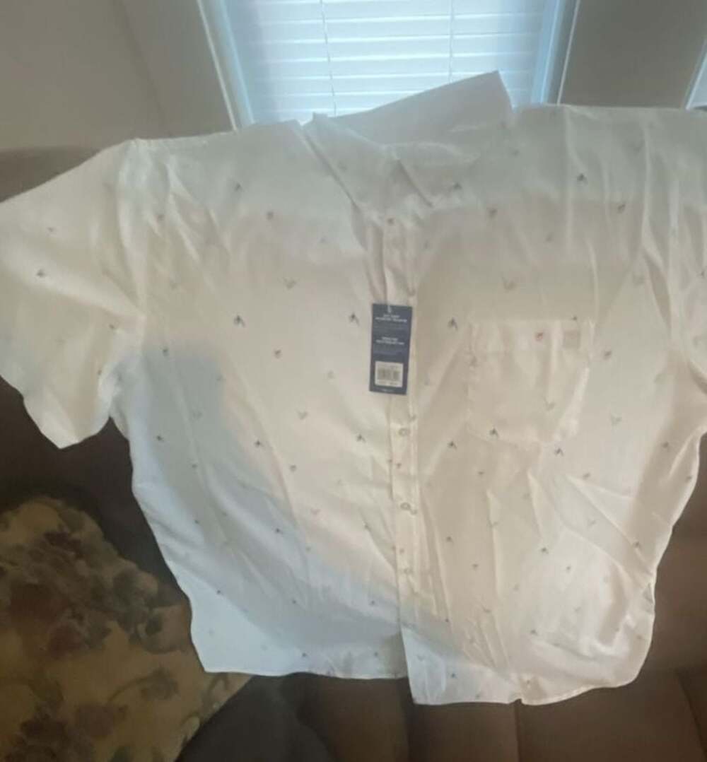 Huk Fly Hooks Teaser Short Sleeve Button-Up Shirt XXXL White